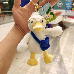 Llavero de pato con gafas, estampado 3D en relieve, de moda, suave, de felpa larga, el más vendido al por mayor, modelo de la marca ST - Product Image 1