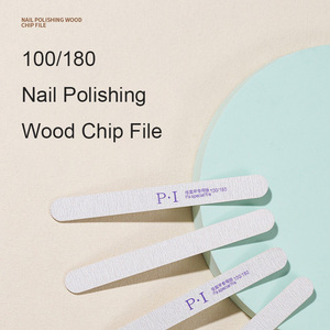 Biểu tượng tùy chỉnh hai mặt Emery Chất liệu bằng gỗ Nail tập tin mỏng giấy nhám làm móng tay công cụ cong hình dạng sản xuất gỗ tập tin - Product Image 2