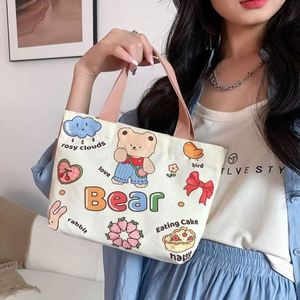 Wholesale <b>Printed</b> Canvas Pouch for Girls As a Fashionable Gift with a Bright Colorful Handle Mini Canvas Tote Bag - Product Image 2