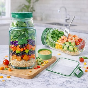Salad Pods 2.0 3.0 L See Through Vertical Layering Storage Jar For Travel With Plastic Lid Size L - Product Image 1