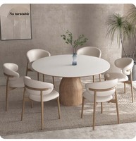Table à Manger Ronde Style Crème Bois de Designer d'Intérieur Combinaison Nordique en Bois Massif Pure et Chaise Planche de Roche