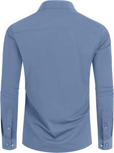 Camisas de Vestir para Hombre, Cuello Clásico, Corte Entallado, Transpirables, Color Azul Marino, para Oficina y Brunches de Fin de Semana, Temporada de Primavera - Product Image 5