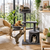 Tour pour chat compacte en peluche avec hamac, niche et griffoir en sisal