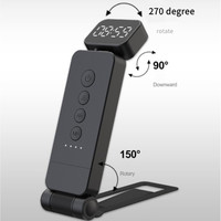 Lampe de lecture LED portable avec affichage de l'heure, contrôle tactile, pliable, mini, rechargeable par USB, avec clip marque-page