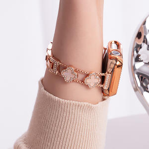 <span class=keywords><strong>Bracelet</strong></span> <span class=keywords><strong>fantaisie</strong></span> pour femme, style <span class=keywords><strong>bracelet</strong></span> de montre pour <span class=keywords><strong>Apple</strong></span> <span class=keywords><strong>Watch</strong></span>, trèfle en acier inoxydable, aspect diamant, <span class=keywords><strong>bracelet</strong></span> de montre en acier inoxydable trèfle - Product Image 6