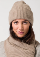 Bonnet personnalisé en mélange de laine mérinos et de cachemire de qualité supérieure, tricoté côtelé, pour femme, avec logo personnalisé