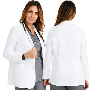 เสื้อโค้ทสำหรับห้องแล็บของผู้หญิง27นิ้วใส่สบายชุดเครื่องแบบโรงพยาบาลทอสำหรับผู้ประกอบอาชีพทางการแพทย์มีหลายสี - Product Image 4