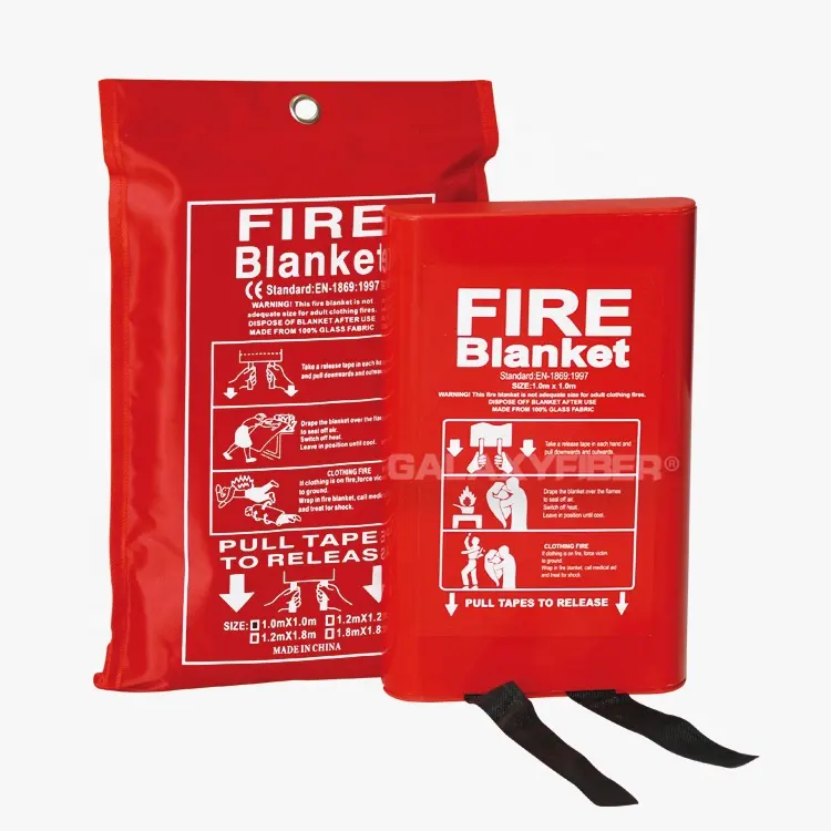 بطانية مطبخ منزلي مضادة للحريق 1*1 متر مخصصة من ألياف الزجاج حماية من الحريق في حالات الطوارئ