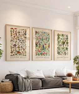 HAOWAI OEMODM Lot de 3 impressions murales, Impressions botaniques <span class=keywords><strong>Adolphe</strong></span> Millot, Art mural Champignons Fleurs Arbres, Décoration intérieure Cottagecore - Product Image 3