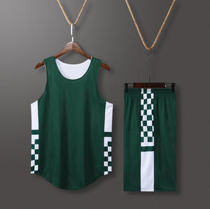 Ensemble de maillots de basket-ball à carreaux personnalisés, respirant, en maille, sans manches, uniforme d'entraînement unisexe - Product Image 2