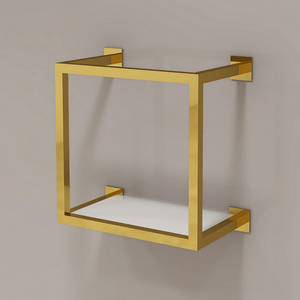 Estante de Metal personalizado con forma cuadrada, bolsa de pared dorada brillante, soporte de exhibición de ropa para tienda de ropa - Product Image 2