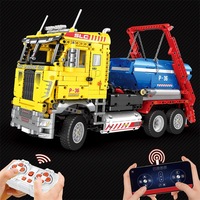 Reobrix 22016 MOC Camión de Carga de Barcos, Modelo de Coche RC, Control por APP, Rompecabezas, Juguetes de Ensamblaje, Bloques de Construcción, Sets de Ladrillos