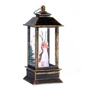 Decoración del hogar regalo iluminado árbol de Navidad muñeco de nieve Santa agua brillante remolino linterna de nieve