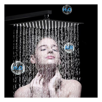 Pommeau de douche carré moderne en acier inoxydable noir Libert G-18 avec système d'eau chaude/froide et robinet de douche pliable pour salle de bain