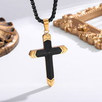 Collier de croix bicolore en acier titane tendance pour homme avec chaîne à maillons Grand pendentif personnalisé Accessoire de mode Hip Hop