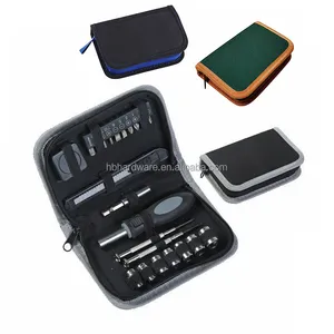 23 piezas de regalo promocional 600 D Canvas OX Handy Bag OEM Color Case Box Destornillador Bit Socket Tool Set Utility Knife Tool Kit