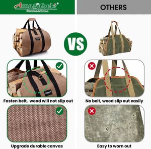 Sacs de transport pliables pour bois de chauffage BSCI pour usage extérieur, en toile imperméable, porte-bûches en tissu PC - Product Image 4