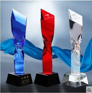 Wholesale Crystal Trophy Customized Volunteer Event Souvenirs Customized Printing Crystal Award Glass Trophy