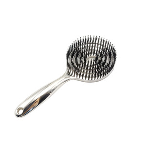 <span class=keywords><strong>Brosse</strong></span> démêlante ventilée argentée avec coussin d'air, en poils <span class=keywords><strong>de</strong></span> <span class=keywords><strong>sanglier</strong></span> et nylon, pour tous types <span class=keywords><strong>de</strong></span> <span class=keywords><strong>cheveux</strong></span> - Product Image 1