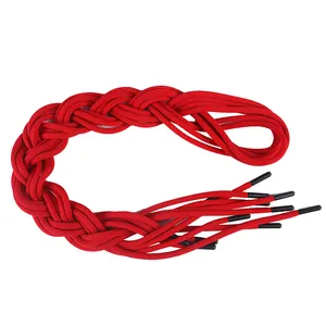 Salable Hoodie Drawstring Round Polyester Cord Factories Round Polyester Boot Laces Red Solid Classic Round Shoelace