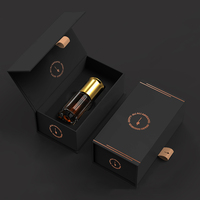 Emballage en papier de parfum noir de luxe personnalisé boîte cadeau en carton à fermeture magnétique de style livre pour bouteille en verre