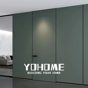 Porte intérieure sans cadre rouge de Foshan Top Manufacturer avec charnières invisibles, portes intérieures avec charnières invisibles, porte invisible apprêtée - Product Image 3