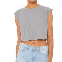 T-shirt haut court pour femme en coton polyester rayonne tri mélange tissu tricoté tenue décontracté avec logo décoration
