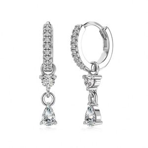 Dylam Elegance Women Fine Fashion 925 Sterling <b>Silver</b> Jewelry Dainty Waterdrop Shape Diamond 5A Zirconia Dangle <b>Hoop</b> <b>Earrings</b> - Product Image 1