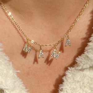 MAMA Best Quality Fashion <strong>Jewellery</strong> 18k Gold Plated Pvd Letter Charms Sparkling Stainless Steel Necklace for <strong>Mother's</strong> Day Gifts - Product Image 3