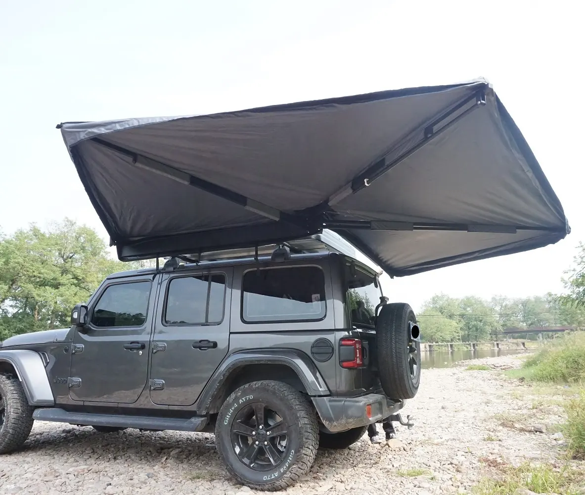 Remaco Outdoor Camping Retractable Freestanding 270 Degree Awning Instant Open 270 Degrees Free Standing Foxwing Awning