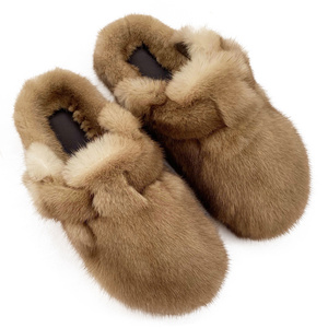 Ciabatte di Lusso in Vera Pelliccia di <span class=keywords><strong>Visone</strong></span> per Donna, Stile New York Trendy, 100% Pelliccia Naturale - Product Image 2