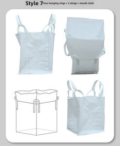 שקיות גדולות בתפזורת, ניתנות למחזור, מפוליפרופילן (PP) בדרגת מזון, עם פיה, קיבולת <span class=keywords><strong>1</strong></span>.2 טון, רצועות סטבדור כפולות, אריזת FIBC. - Product Image 2