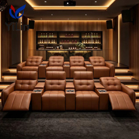 Canapé inclinable de cinéma moderne de luxe, sièges de cinéma électriques, table console de rangement, lumière LED USB, chaise de salle de cinéma personnalisée