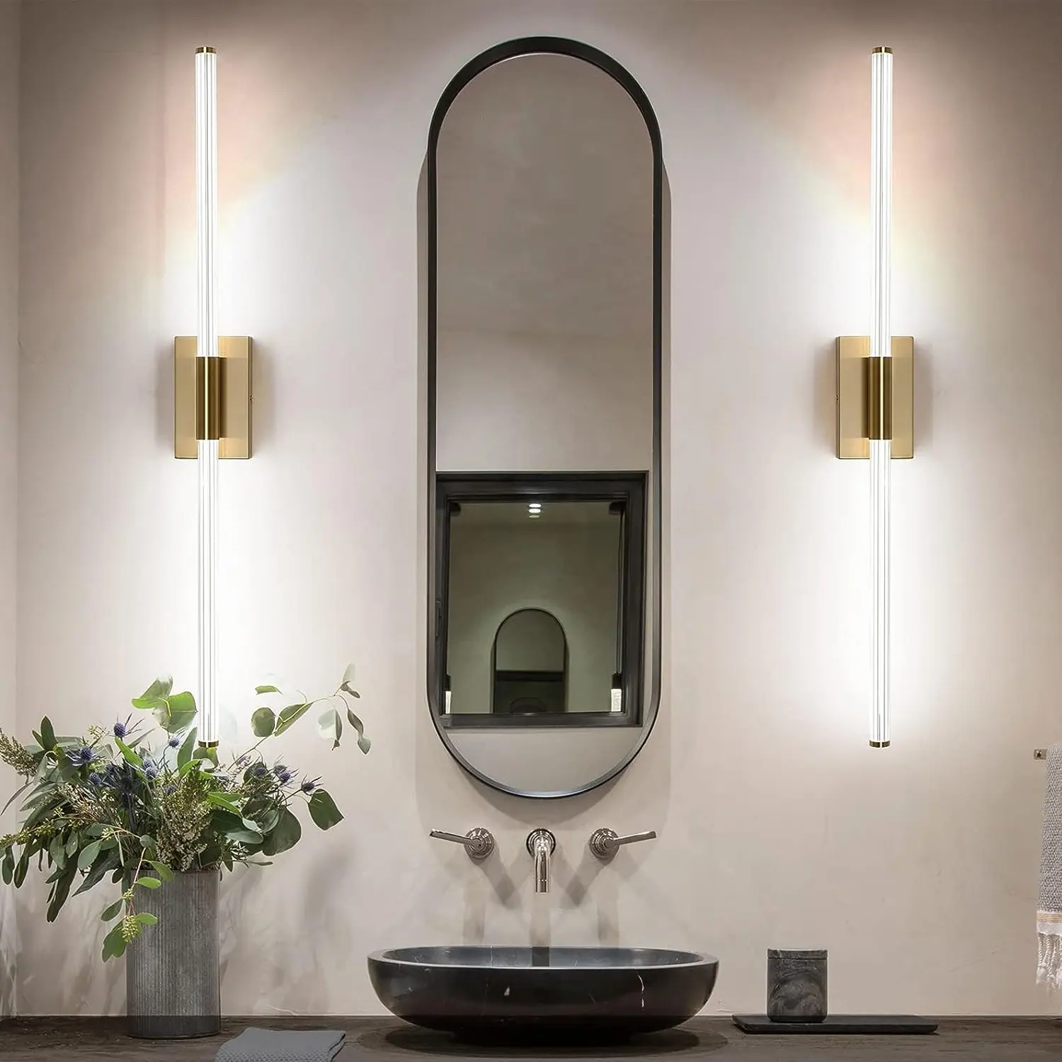 32W 40 inç pirinç LED Vanity işık banyo aynası ön duvar işık dönebilir duvar aplik su geçirmez ayarlanabilir duvar lambası