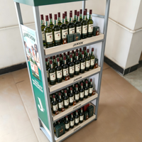 Présentoir à spiritueux sur mesure, support de bouteilles de vin autoportant pour supermarché, personnalisation du logo et de l'illustration