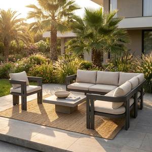 Fauteuil en aluminium pour ensemble de canapés d'extérieur et chaise de salle à manger - Design moderne, durable et confortable - Product Image 1