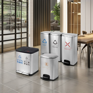 Commercial Home Office Stainless Steel Pedal Trash <strong>Bin</strong> <strong>Large</strong> Dry Wet Elevator PEELS Box Long Barrel Type Lid Waste <strong>Bins</strong> for Home - Product Image 2