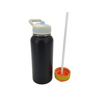 Bouteille d'eau isotherme en acier inoxydable de 32 oz avec couvercle à paille breveté, sérigraphiée – Cadeaux promotionnels haut de gamme