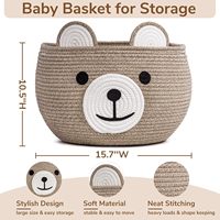 Paniers de rangement pour animaux Ours 10.5 \ "D X 8.5 \" H Corde en coton marron Paniers pour cadeaux de douche de bébé Poignées Paniers