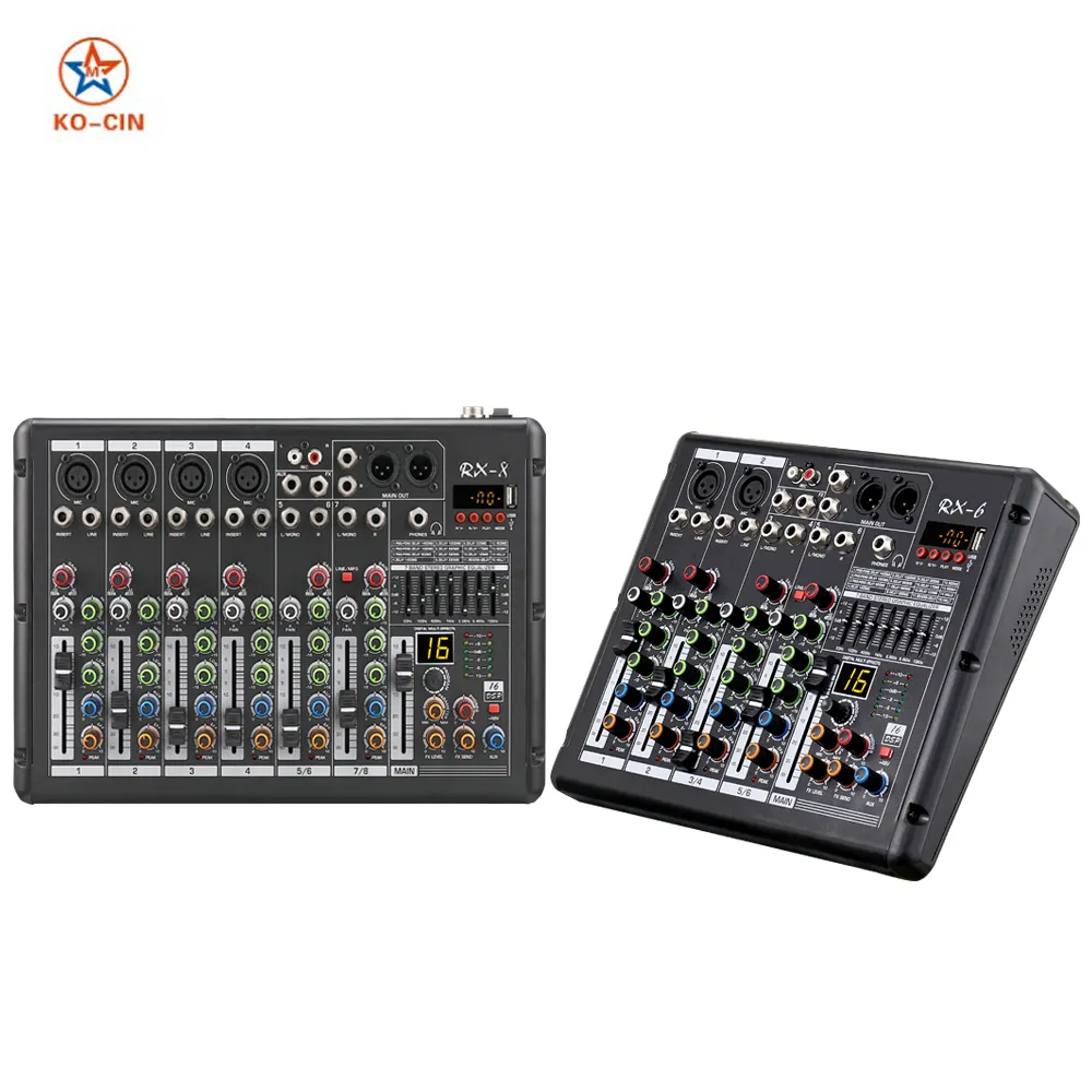 RX8 16 effetti dsp USB BT prestazioni della fase mixer suono audio 4 canali mixer professionale console di missaggio