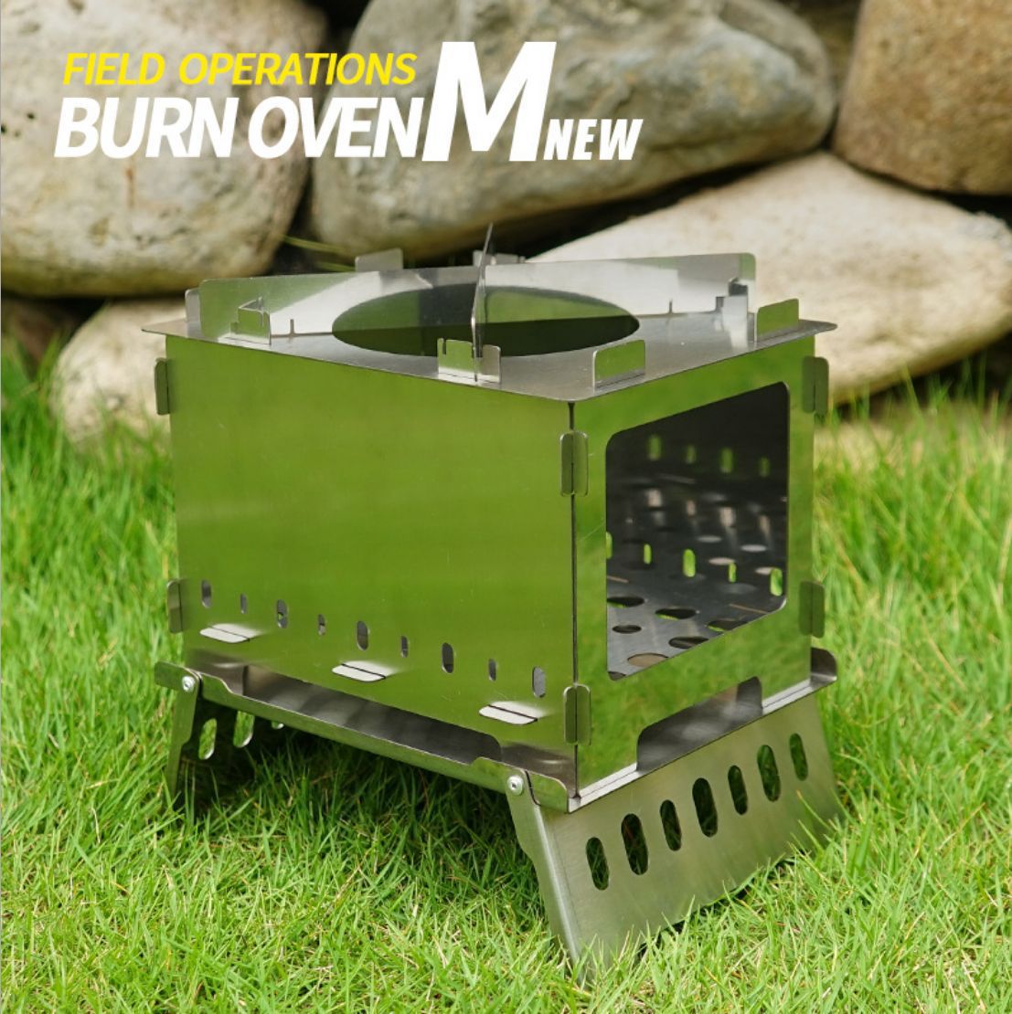 SUS304 Portable BBQ Stove Grill 1.2KG Windproof Folding Wood Burning Camping Stove