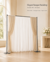 Support de toile de fond portable réglable 3m x 3m avec barre transversale unique pour événements et mariages, montants de 1,2 à 3m, barre transversale de 1,3 à 3m, pour la décoration