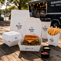 Boîte en papier jetable personnalisée avec logo pour emballage alimentaire (hamburger, tendres de poulet, frites) – Contenant de transport pour la restauration à emporter (fabricant)