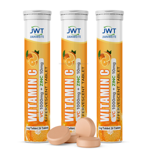 טבליות תוססות ללא סוכר של ויטמין <span class=keywords><strong>C</strong></span> פלוס אבץ D3 לתמיכה חיסונית - טבליות תוססות של ויטמין <span class=keywords><strong>C</strong></span> בעוצמה גבוהה 1000 מיליגרם - Product Image 1