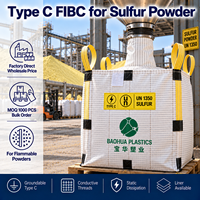 Sac vrac FIBC conducteur de type C marqué ONU, espacement des fils de 20 mm, mise à la terre 10M Ohm IEC 61340 pour poussière de soufre 1000 kg