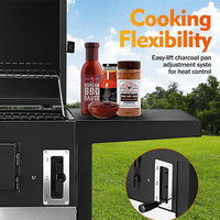 Chariot de jardin extérieur personnalisé Barbecue de camping américain Barbecue à charbon de bois Barbecue fumeur avec table double face