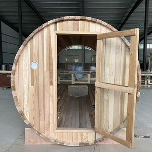 Sauna sec <span class=keywords><strong>extérieur</strong></span> moderne en cèdre rouge/huile de bouleau, construction en cèdre rouge/huile de bouleau, chauffage électrique, panneau de commande informatisé, sauna sec rond en forme de cube - Product Image 2