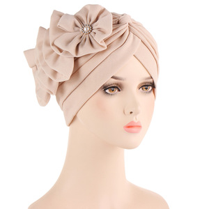 Turban plissé fleuri pour femme, <span class=keywords><strong>bonnet</strong></span> chimio extensible, pour perte de cheveux, patients atteints de cancer, prière musulmane, chapeau de sommeil doux à motif floral - Product Image 6