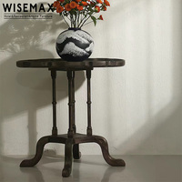 WISEMAX FURNITURE Meubles rétro américains, table d'appoint en bois massif, table basse ovale vintage, petite table basse pour appartement