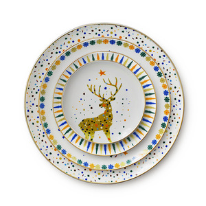 Juego de Platos Navideños de Cerámica, Estilo Navideño, Fabricación China, Platos y Vajilla Navideños para Uso Doméstico y en Restaurantes - Product Image 1